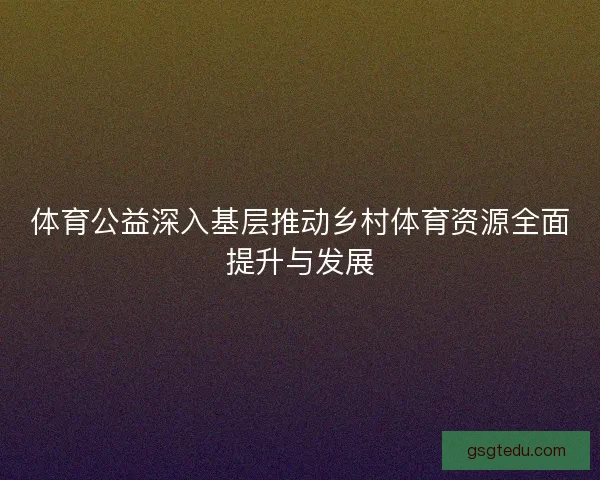 体育公益深入基层推动乡村体育资源全面提升与发展